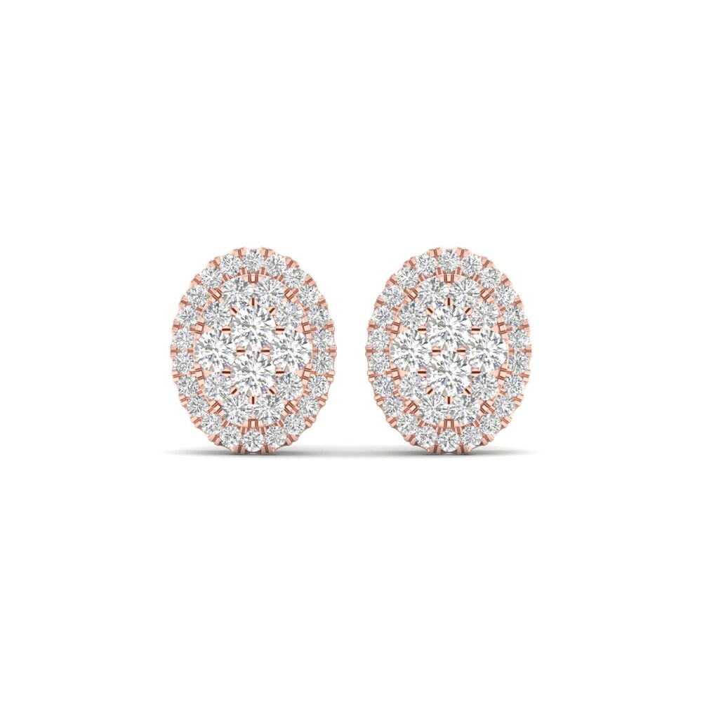 Colorless Diamond Earrings 1 ct tw Round 14K Rose Gold StmUph1C Colorless Diamond Earrings 1 ct tw Round 14K Rose Gold StmUph1C