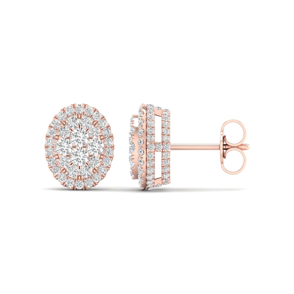 Colorless Diamond Earrings 1 ct tw Round 14K Rose Gold StmUph1C Colorless Diamond Earrings 1 ct tw Round 14K Rose Gold StmUph1C