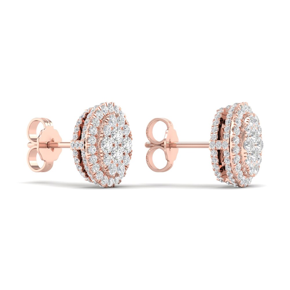 Colorless Diamond Earrings 1 ct tw Round 14K Rose Gold StmUph1C Colorless Diamond Earrings 1 ct tw Round 14K Rose Gold StmUph1C