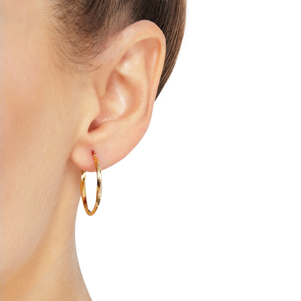 Twisted Hoop Earrings 10K Yellow Gold StwrjFUL