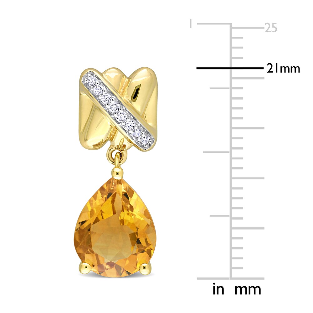Natural Citrine Dangle Earrings 1/15 ct tw Diamonds 14K Yellow Gold T1Ip2T9Z Natural Citrine Dangle Earrings 1/15 ct tw Diamonds 14K Yellow Gold T1Ip2T9Z