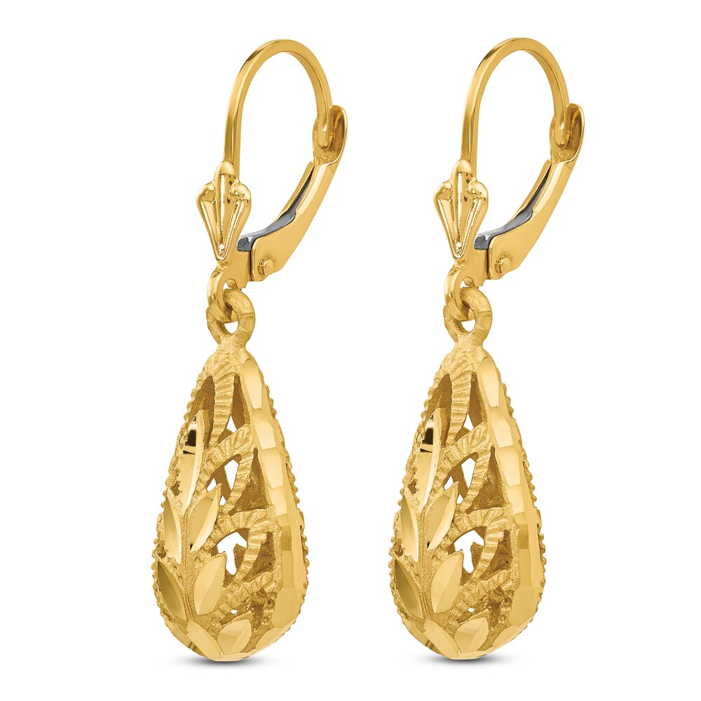 Diamond-Cut Dangle Earrings 14K Yellow Gold T20CSguk Diamond-Cut Dangle Earrings 14K Yellow Gold T20CSguk