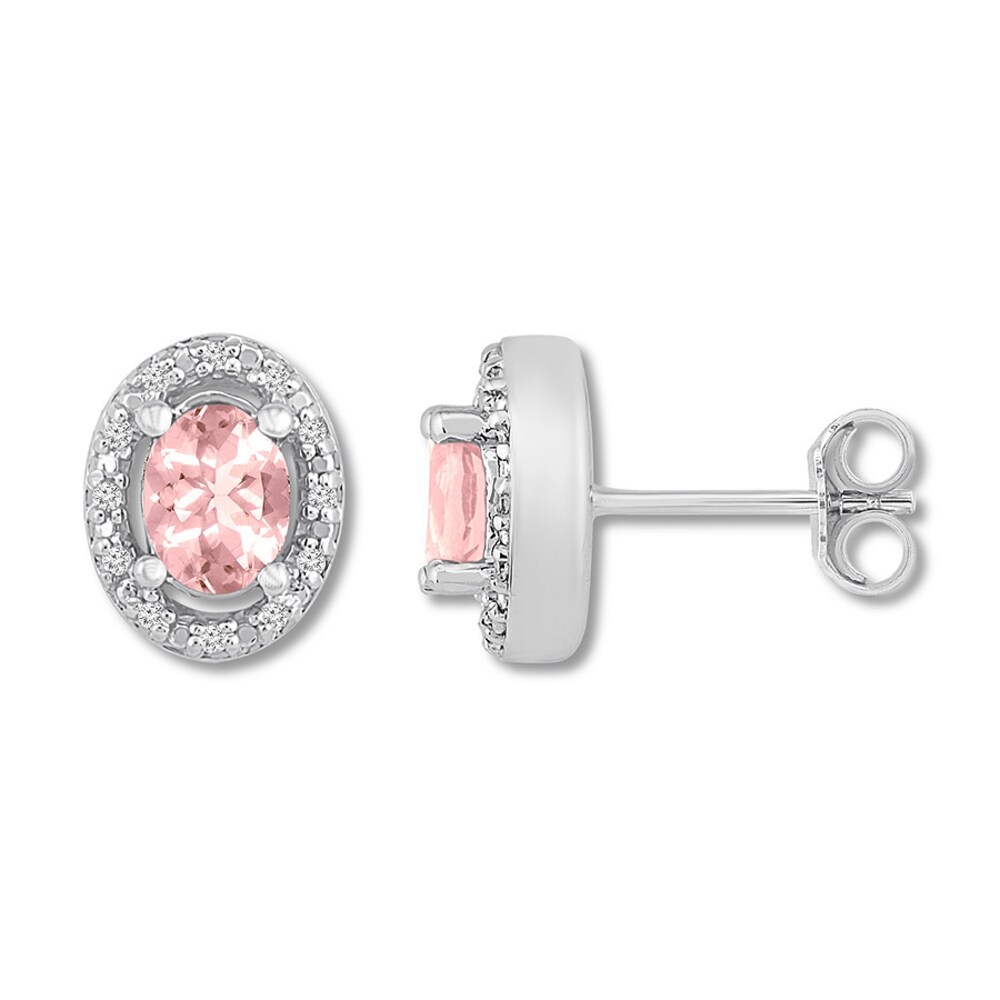 Morganite Earrings 1/15 ct tw Diamonds Sterling Silver T4vaRsH9 Morganite Earrings 1/15 ct tw Diamonds Sterling Silver T4vaRsH9