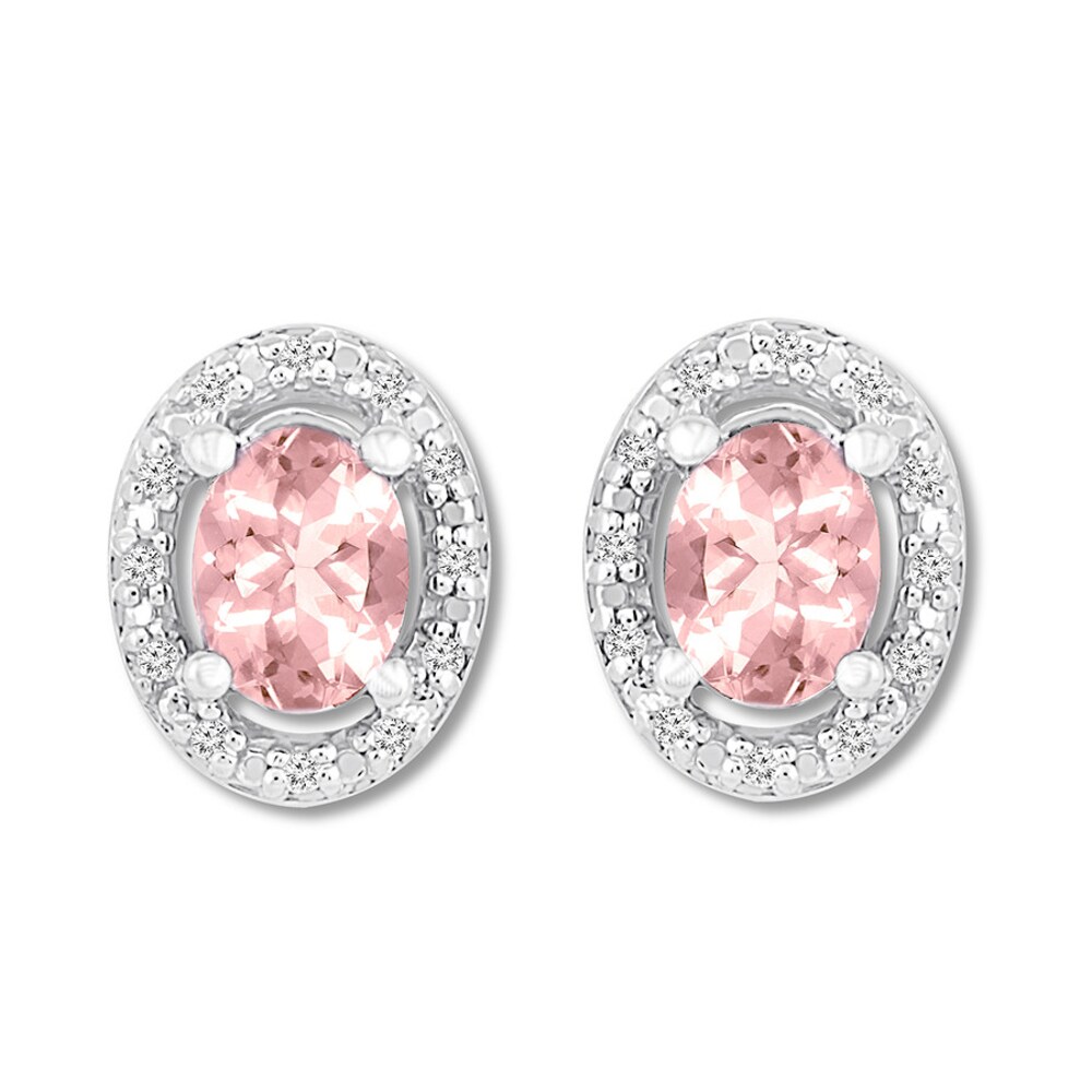 Morganite Earrings 1/15 ct tw Diamonds Sterling Silver T4vaRsH9 Morganite Earrings 1/15 ct tw Diamonds Sterling Silver T4vaRsH9