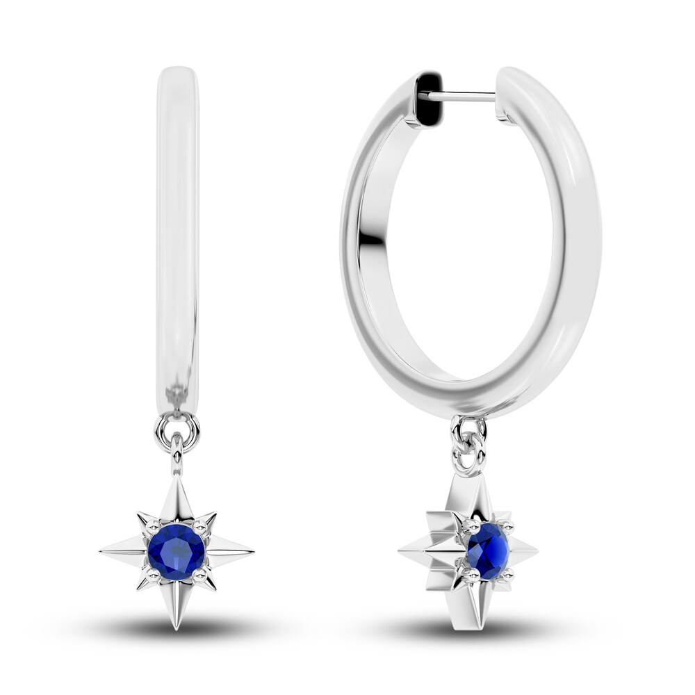 Juliette Maison Natural Blue Sapphire Starburst Hoops 10K White Gold T6q7Qp43 Juliette Maison Natural Blue Sapphire Starburst Hoops 10K White Gold T6q7Qp43