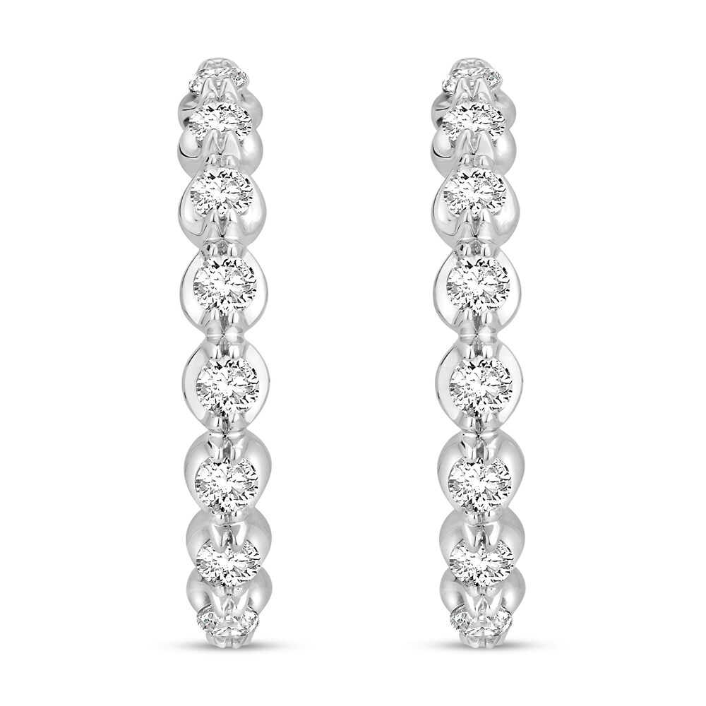 Diamond Hoop Earrings 1-1/2 ct tw Round 18K White Gold T7t5ZR3d Diamond Hoop Earrings 1-1/2 ct tw Round 18K White Gold T7t5ZR3d
