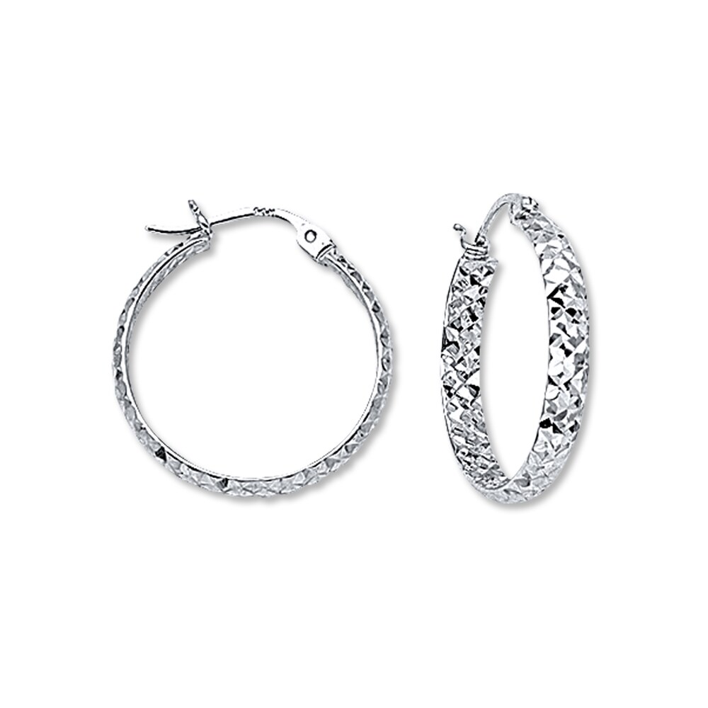 Hoop Earrings 14K White Gold 20mm T83ErfAi Hoop Earrings 14K White Gold 20mm T83ErfAi