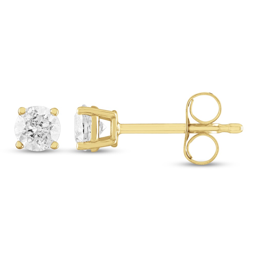 Diamond Solitaire Earrings 1/10 ct tw Round 14K Yellow Gold (I2/I) T8vFVqZ0