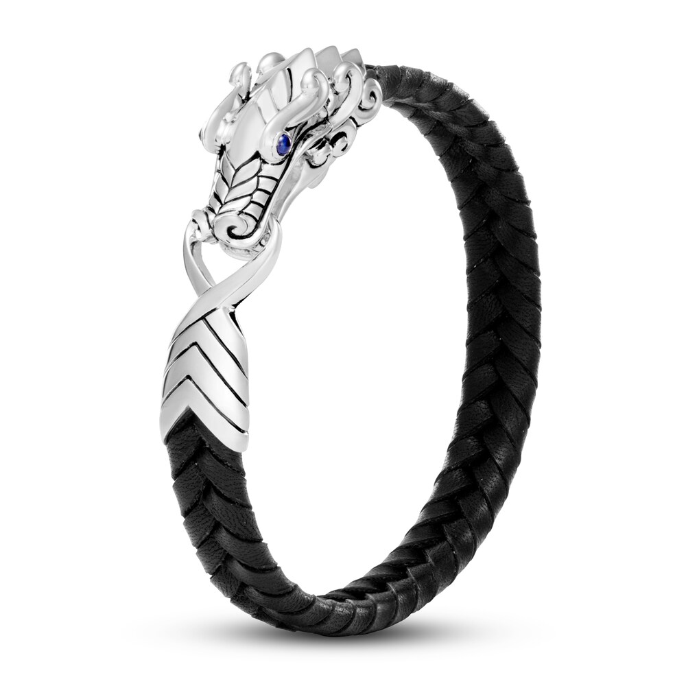 John Hardy Legends Naga Station Bracelet Blue Sapphire Black Leather/Sterling Silver TAQUVnoR John Hardy Legends Naga Station Bracelet Blue Sapphire Black Leather/Sterling Silver TAQUVnoR