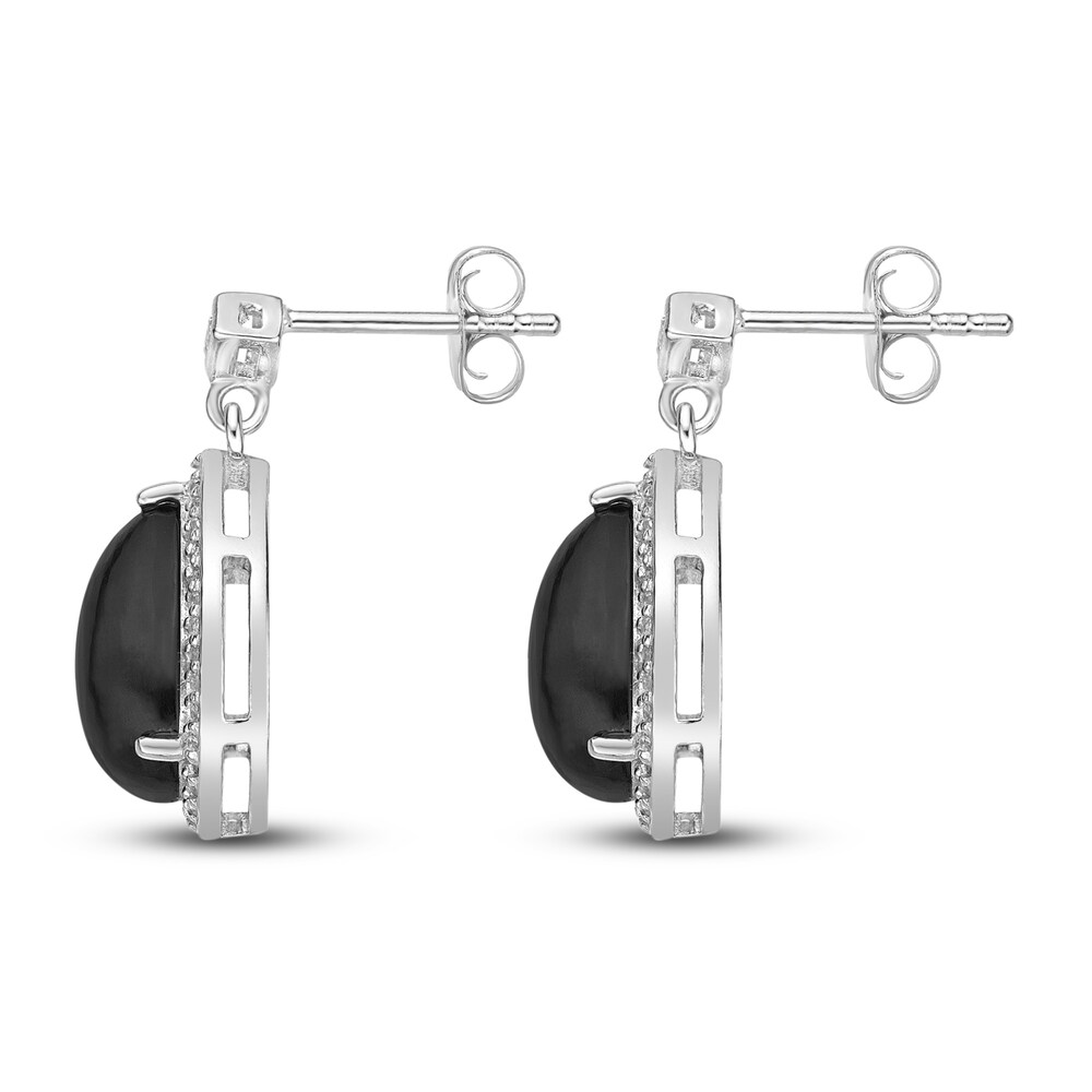 Natural Onyx & Natural White Topaz Drop Earrings Sterling Silver TEN4ysyx Natural Onyx & Natural White Topaz Drop Earrings Sterling Silver TEN4ysyx