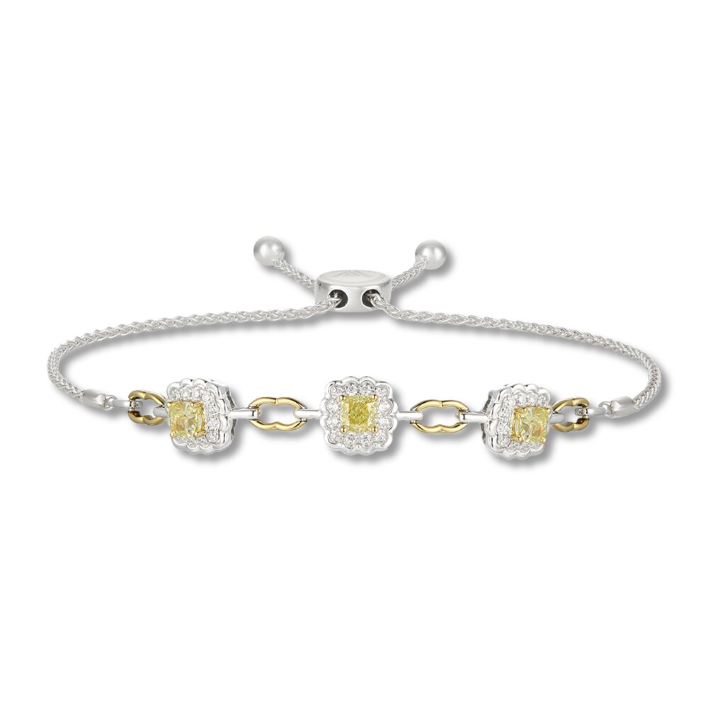 Le Vian Sunny Yellow Diamond Bolo Bracelet 1-3/4 ct tw Round 14K Two-Tone Gold TEWZ5OK7