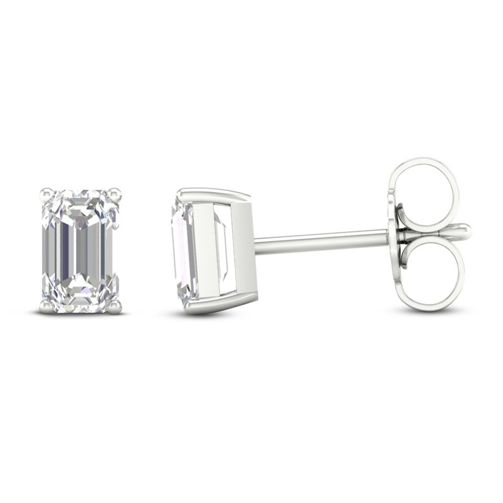 Diamond Stud Earrings 1/2 ct tw Emerald 14K White Gold TFGvsvt3 Diamond Stud Earrings 1/2 ct tw Emerald 14K White Gold TFGvsvt3