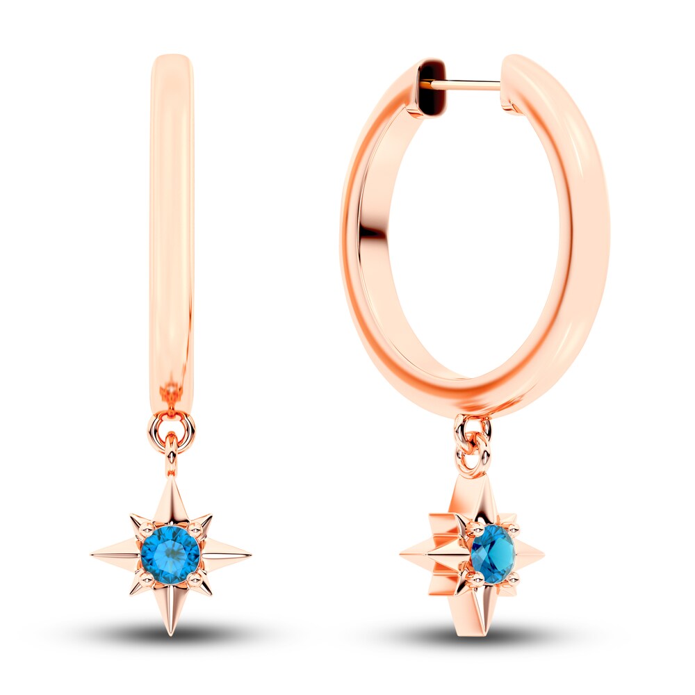 Juliette Maison Natural Blue Zircon Starburst Hoops 10K Rose Gold TI1n68Et Juliette Maison Natural Blue Zircon Starburst Hoops 10K Rose Gold TI1n68Et