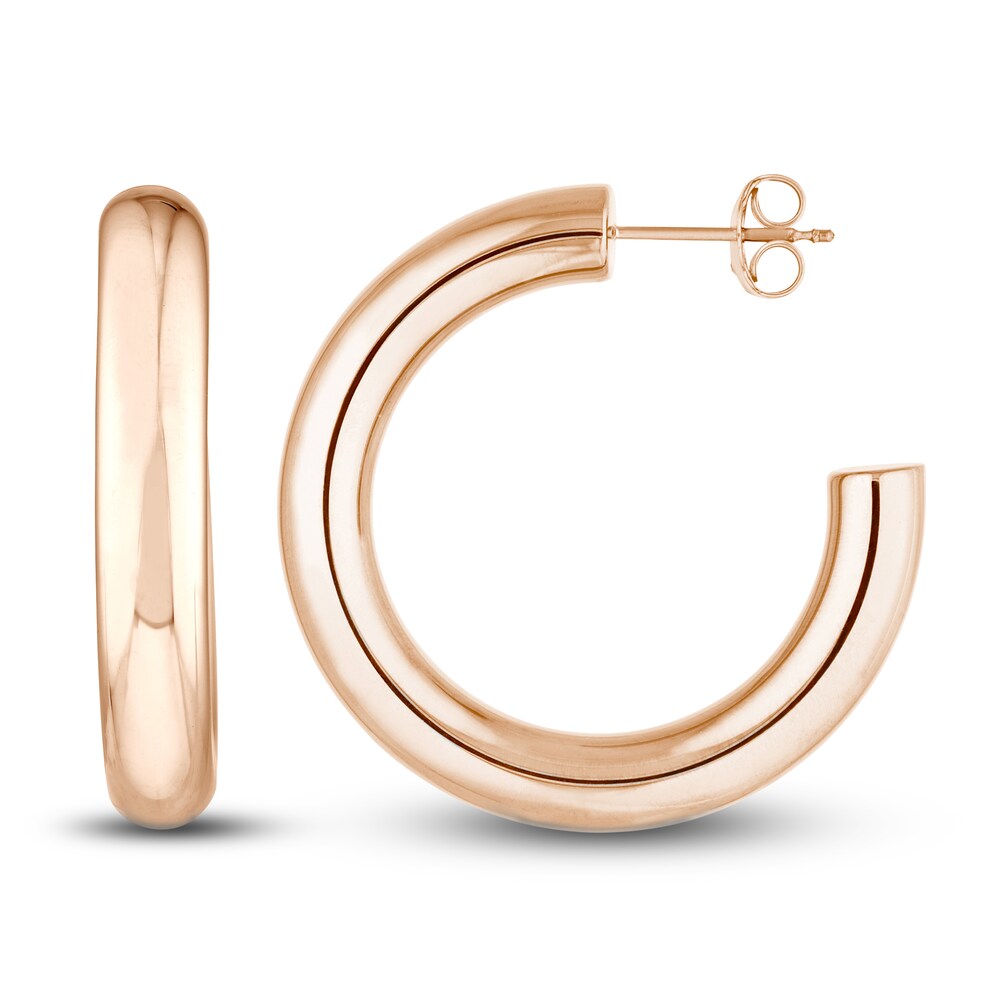 Polished Open Hoop Earrings 14K Rose Gold 30mm TMwYRXHd