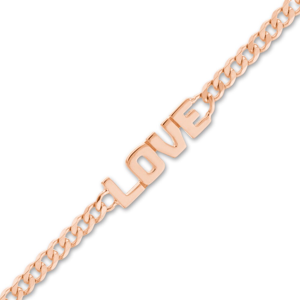 LOVE\" Curb Bracelet 14K Rose Gold 6.6\" Adj. TQLq4avU LOVE\" Curb Bracelet 14K Rose Gold 6.6\" Adj. TQLq4avU