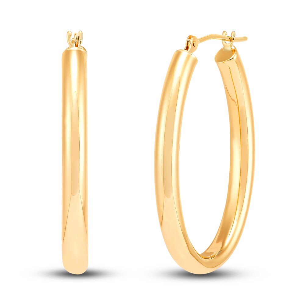 Oval Tube Hoop Earrings 10K Yellow Gold TS81SS1z Oval Tube Hoop Earrings 10K Yellow Gold TS81SS1z
