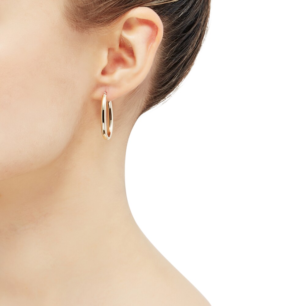 Oval Tube Hoop Earrings 10K Yellow Gold TS81SS1z Oval Tube Hoop Earrings 10K Yellow Gold TS81SS1z