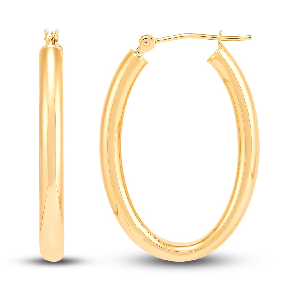 Oval Tube Hoop Earrings 10K Yellow Gold TS81SS1z Oval Tube Hoop Earrings 10K Yellow Gold TS81SS1z