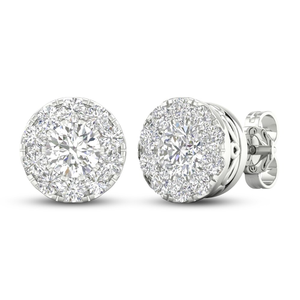 Lab-Created Diamond Stud Earrings 1-1/2 ct tw Round 14K White Gold TWNtFD87 Lab-Created Diamond Stud Earrings 1-1/2 ct tw Round 14K White Gold TWNtFD87