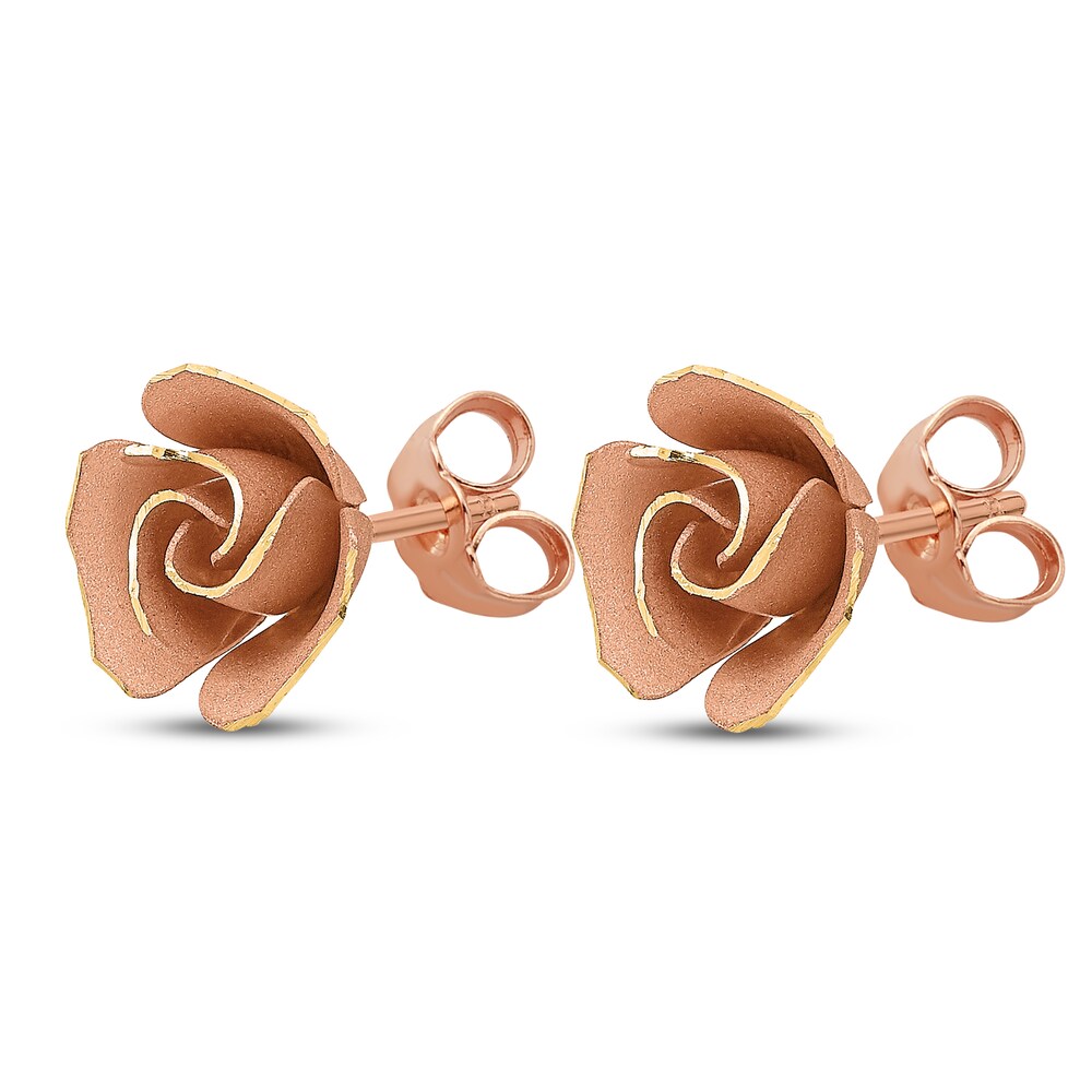 Diamond-cut Stud Earrings 14K Rose Gold TbCjwyag Diamond-cut Stud Earrings 14K Rose Gold TbCjwyag