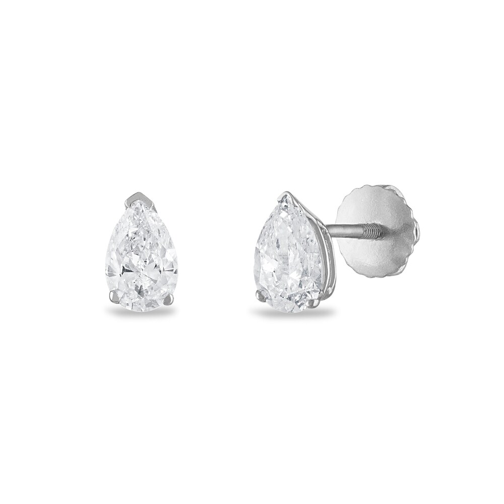 Certified Diamond Solitaire Earrings 3/4 ct tw Pear-shaped 18K White Gold (SI2/I) Tp9HU9BK