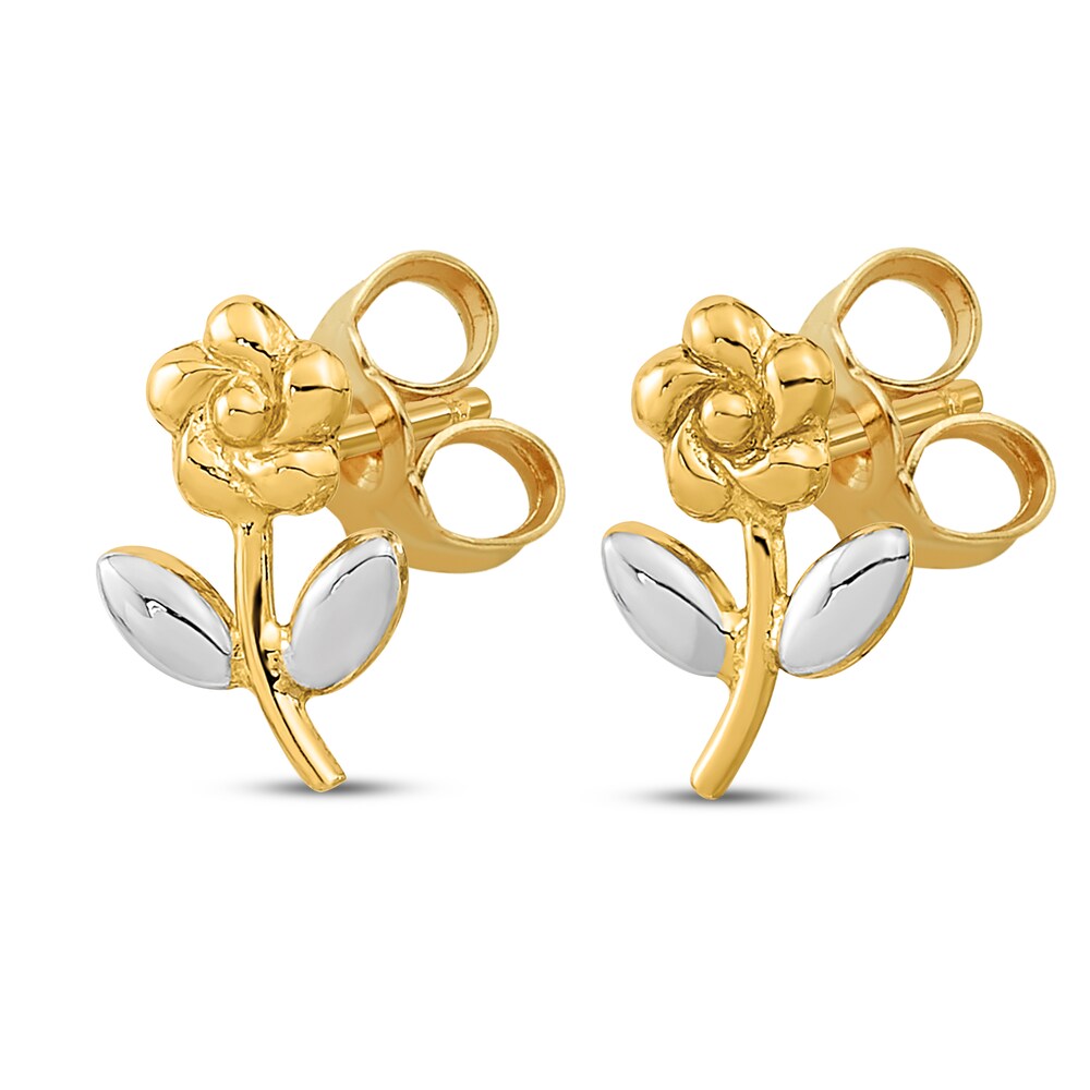 Flower Stud Earrings 14K Two-Tone Gold TwekmMMK