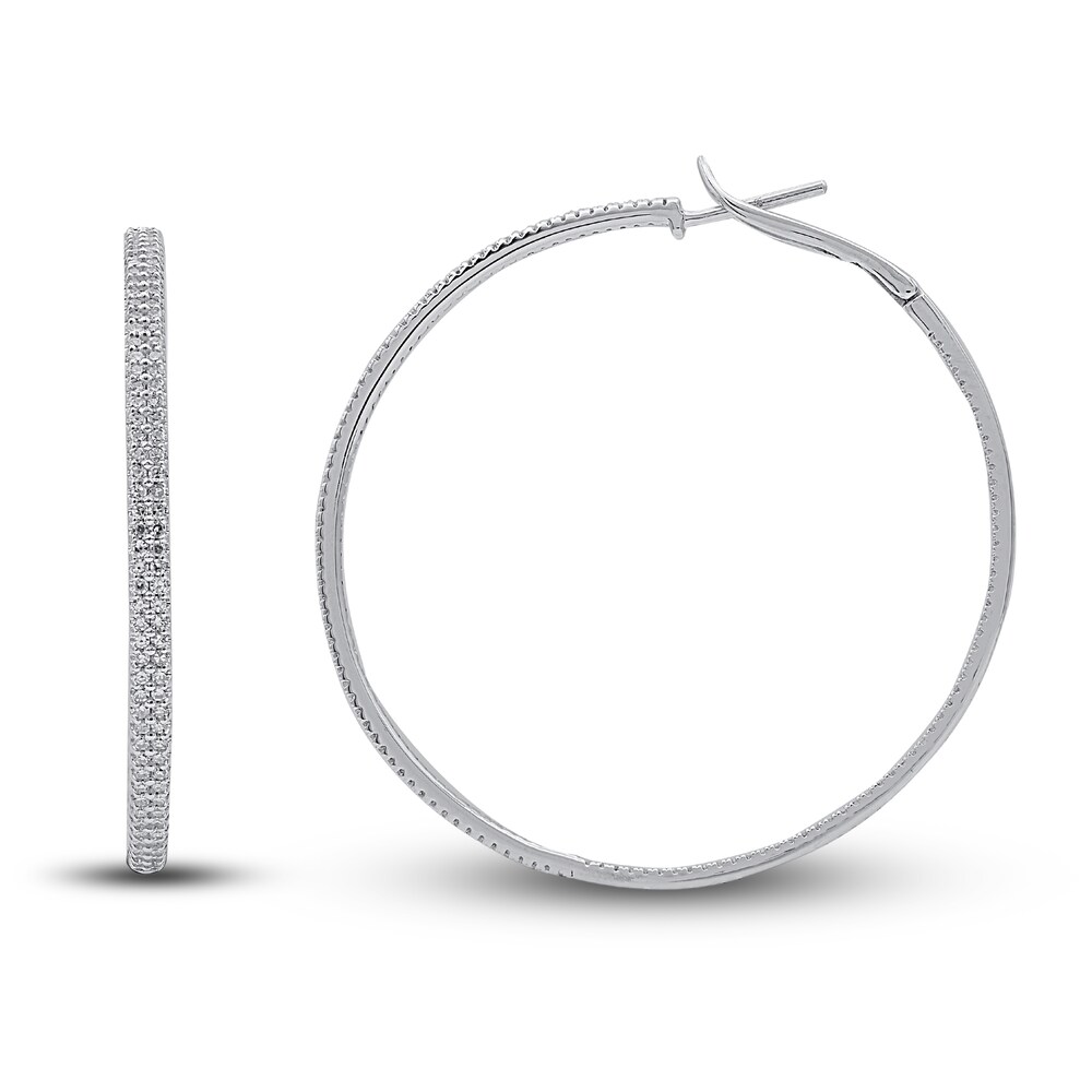 Diamond Hoop Earrings 1 ct tw Round 14K White Gold/Rhodium U0LUH8sq Diamond Hoop Earrings 1 ct tw Round 14K White Gold/Rhodium U0LUH8sq