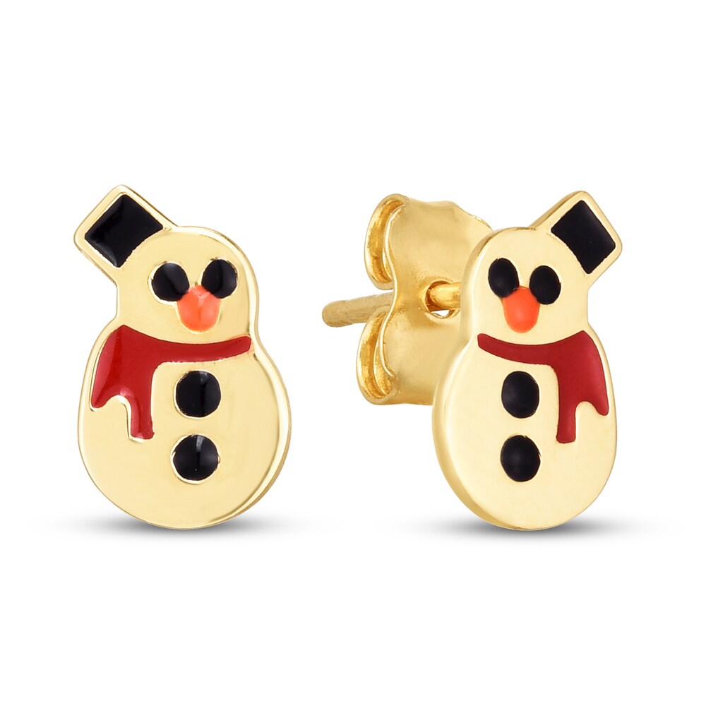 Snowman Stud Earrings Red/Black Enamel 14K Yellow Gold U1S6xsds Snowman Stud Earrings Red/Black Enamel 14K Yellow Gold U1S6xsds