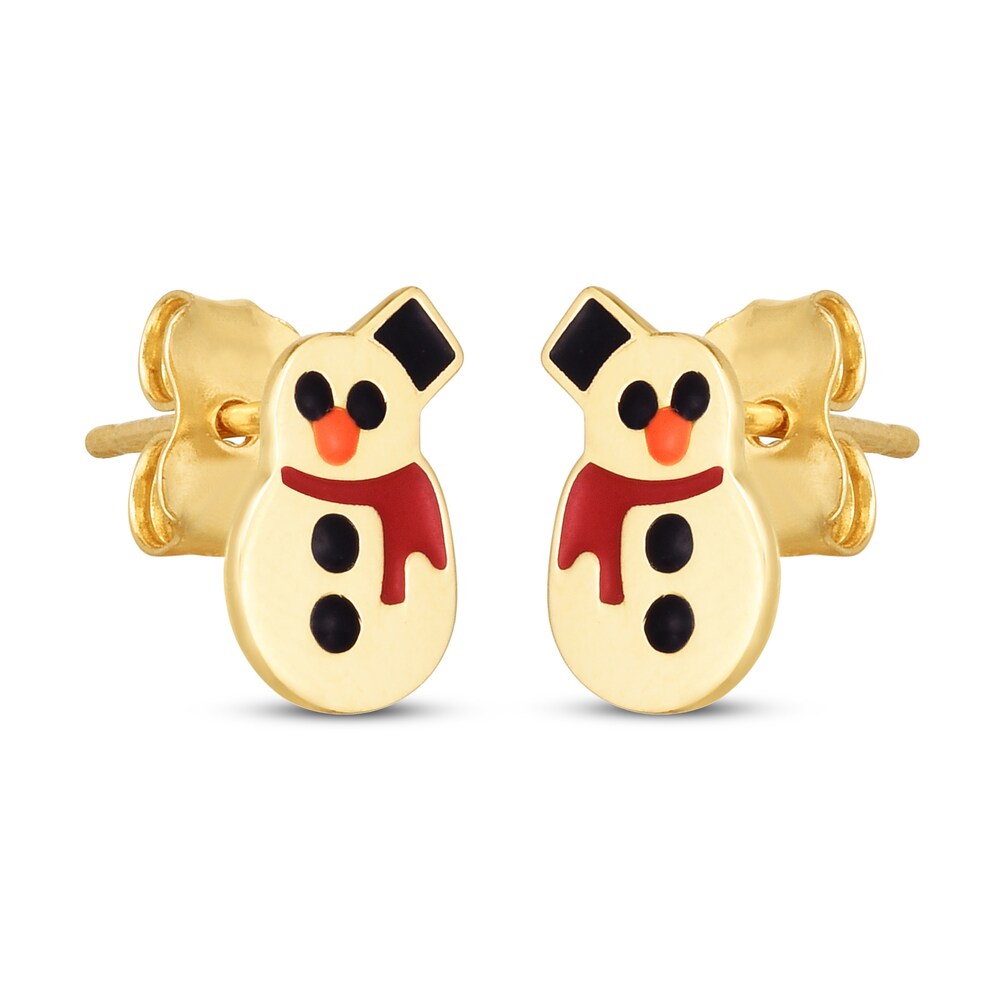 Snowman Stud Earrings Red/Black Enamel 14K Yellow Gold U1S6xsds Snowman Stud Earrings Red/Black Enamel 14K Yellow Gold U1S6xsds