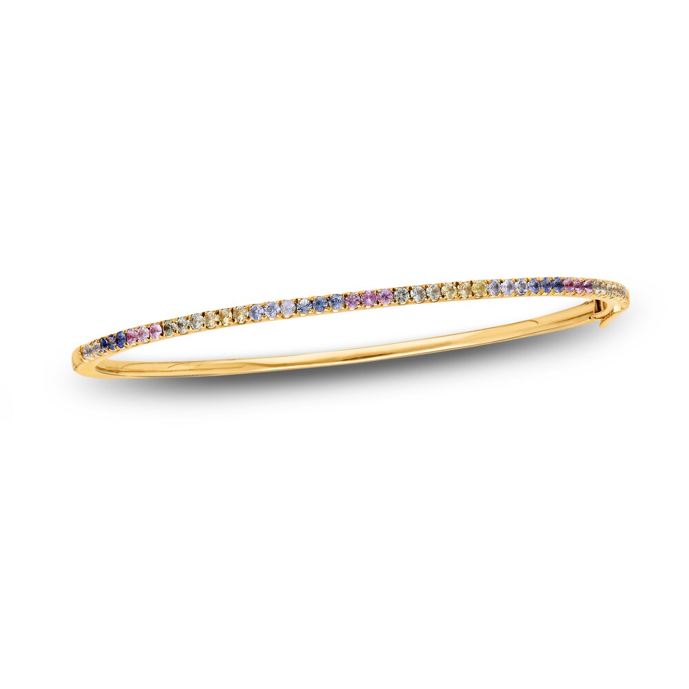 Kallati Multi-Sapphire Bangle Bracelet 1/20 ct tw Diamonds 14K Yellow Gold U9DfVQS7 Kallati Multi-Sapphire Bangle Bracelet 1/20 ct tw Diamonds 14K Yellow Gold U9DfVQS7