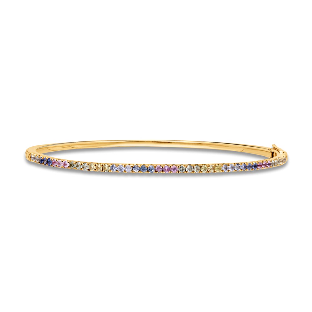 Kallati Multi-Sapphire Bangle Bracelet 1/20 ct tw Diamonds 14K Yellow Gold U9DfVQS7 Kallati Multi-Sapphire Bangle Bracelet 1/20 ct tw Diamonds 14K Yellow Gold U9DfVQS7
