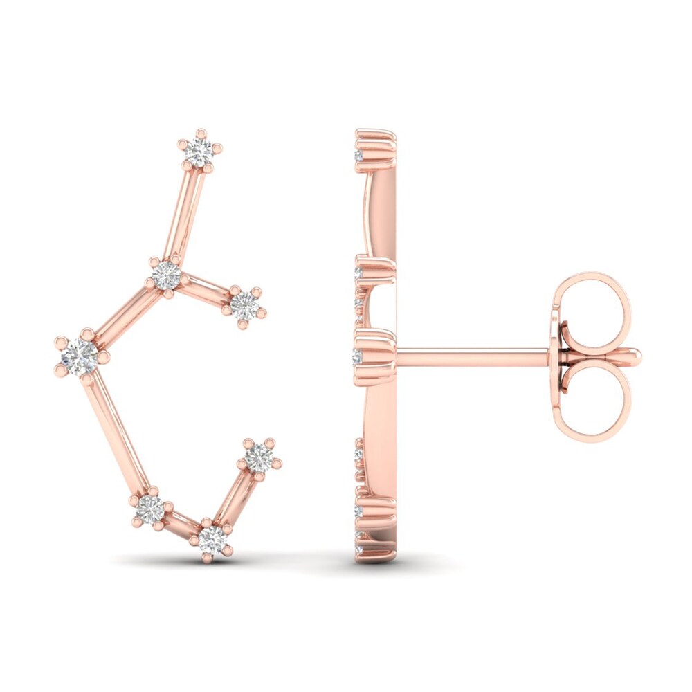 Diamond Sagittarius Constellation Earrings 1/8 ct tw Round 14K Rose Gold UAO1lrk9