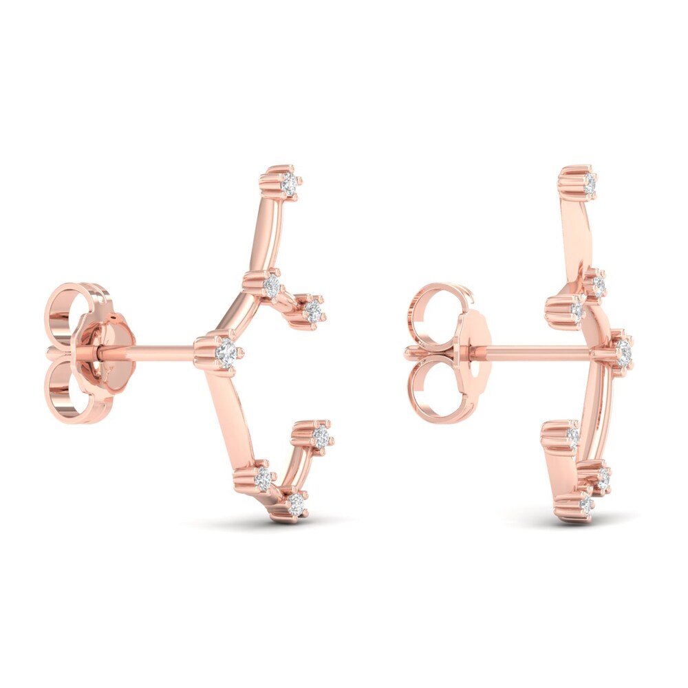 Diamond Sagittarius Constellation Earrings 1/8 ct tw Round 14K Rose Gold UAO1lrk9