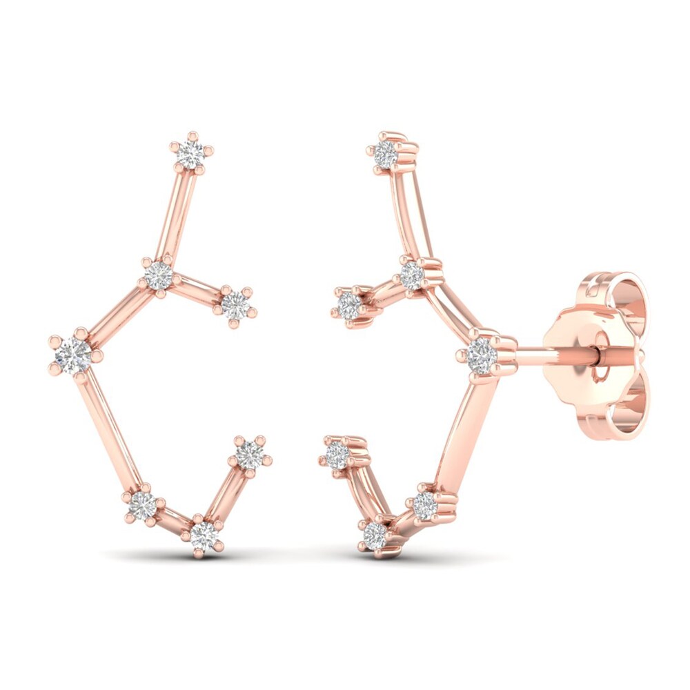 Diamond Sagittarius Constellation Earrings 1/8 ct tw Round 14K Rose Gold UAO1lrk9