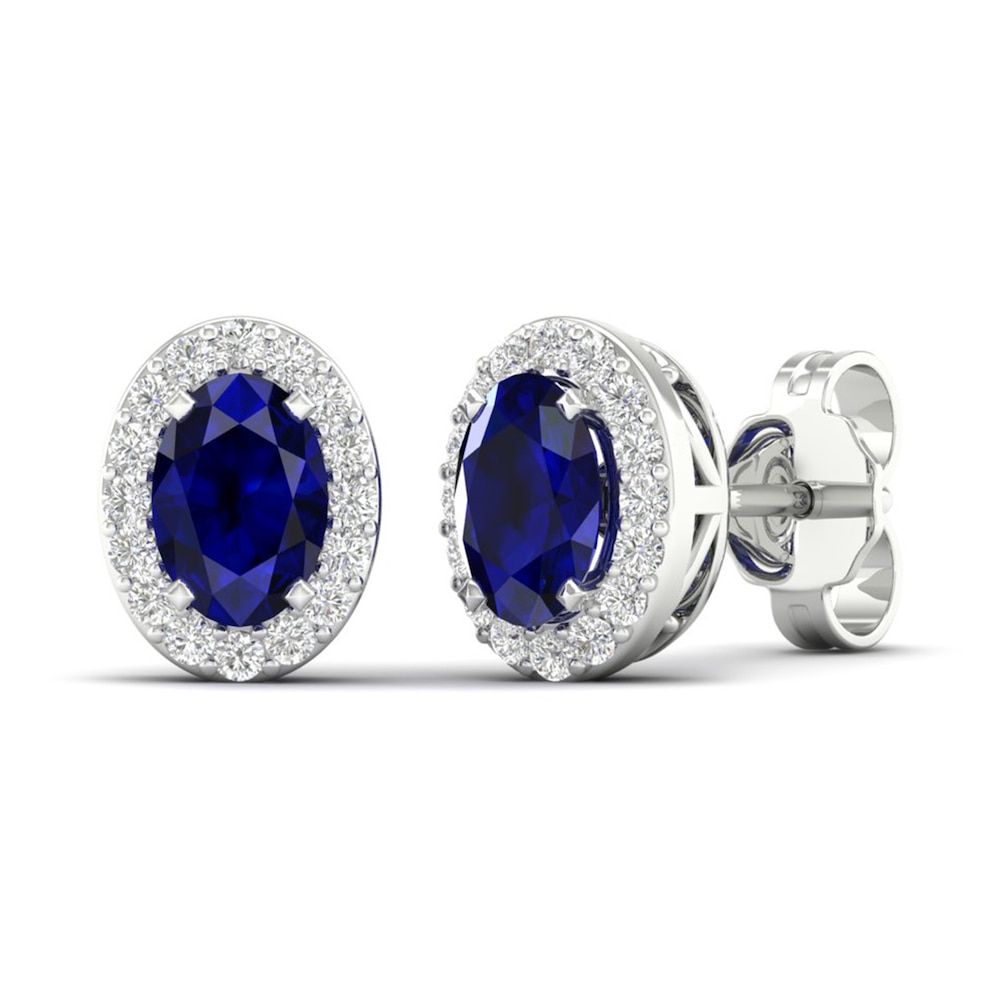Lab-Created Blue Sapphire & Lab-Created White Sapphire Stud Earrings 10K White Gold UBiFMNcF Lab-Created Blue Sapphire & Lab-Created White Sapphire Stud Earrings 10K White Gold UBiFMNcF