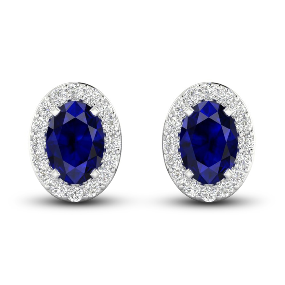 Lab-Created Blue Sapphire & Lab-Created White Sapphire Stud Earrings 10K White Gold UBiFMNcF Lab-Created Blue Sapphire & Lab-Created White Sapphire Stud Earrings 10K White Gold UBiFMNcF
