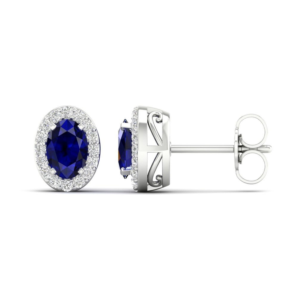 Lab-Created Blue Sapphire & Lab-Created White Sapphire Stud Earrings 10K White Gold UBiFMNcF Lab-Created Blue Sapphire & Lab-Created White Sapphire Stud Earrings 10K White Gold UBiFMNcF