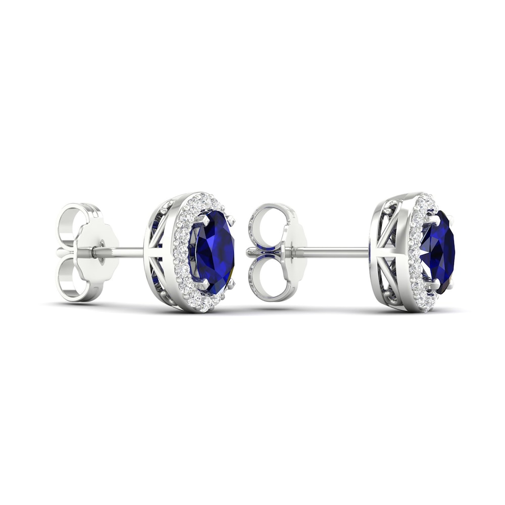 Lab-Created Blue Sapphire & Lab-Created White Sapphire Stud Earrings 10K White Gold UBiFMNcF Lab-Created Blue Sapphire & Lab-Created White Sapphire Stud Earrings 10K White Gold UBiFMNcF