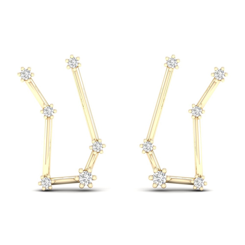 Diamond Gemini Constellation Earrings 1/8 ct tw Round 14K Yellow Gold UL3dG9WG