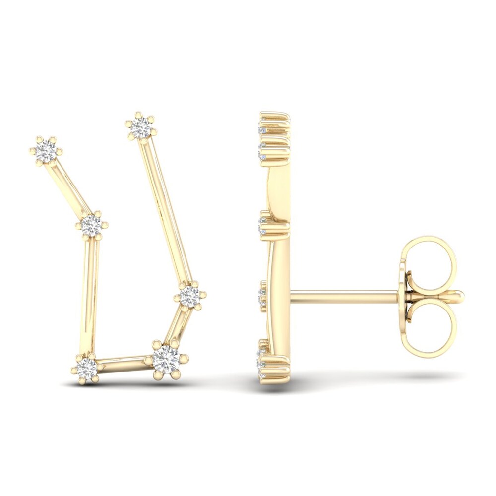 Diamond Gemini Constellation Earrings 1/8 ct tw Round 14K Yellow Gold UL3dG9WG Diamond Gemini Constellation Earrings 1/8 ct tw Round 14K Yellow Gold UL3dG9WG