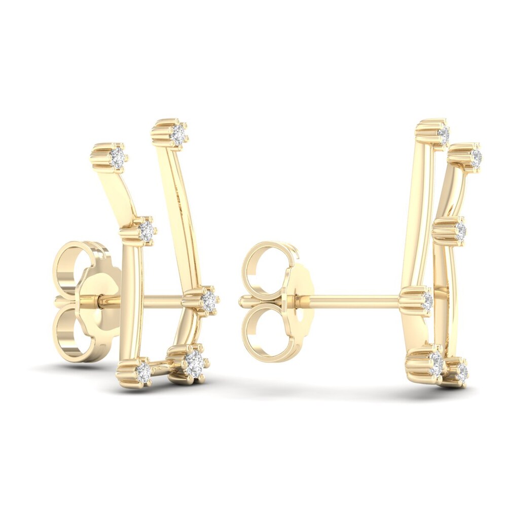 Diamond Gemini Constellation Earrings 1/8 ct tw Round 14K Yellow Gold UL3dG9WG Diamond Gemini Constellation Earrings 1/8 ct tw Round 14K Yellow Gold UL3dG9WG