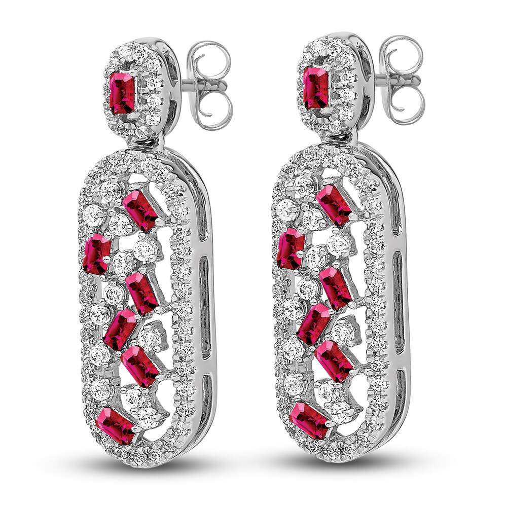 Natural Ruby Earrings 1/2 ct tw Diamonds 14K White Gold UY7q3rwj Natural Ruby Earrings 1/2 ct tw Diamonds 14K White Gold UY7q3rwj