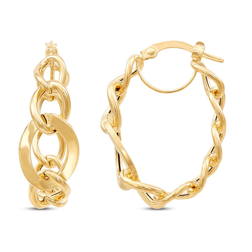 Graduated Oval Link Hoop Earrings 10K Yellow Gold UcyPxNYP