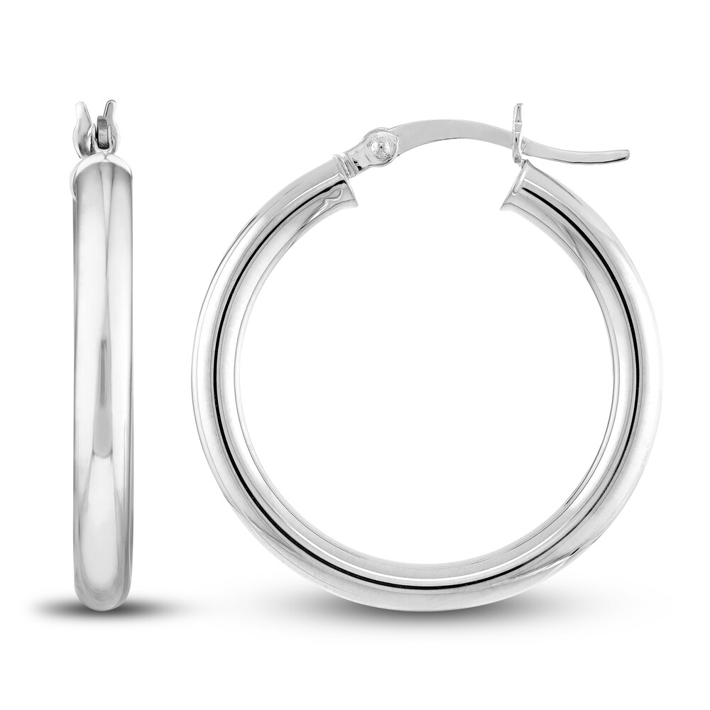 Polished Hoop Earrings 14K White Gold 25mm Ufktus1O Polished Hoop Earrings 14K White Gold 25mm Ufktus1O