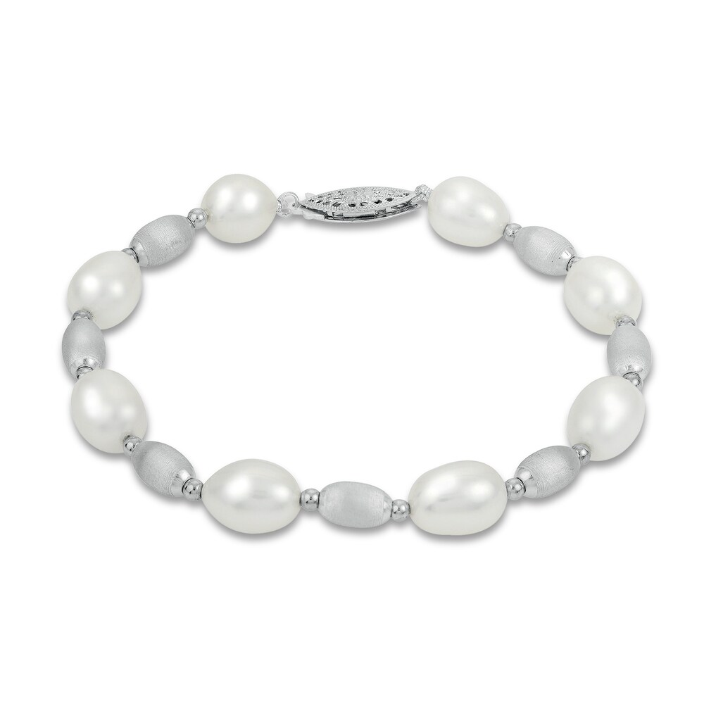 Cultured Freshwater Pearl Bead Bracelet Sterling Silver Uuh9sTvo
