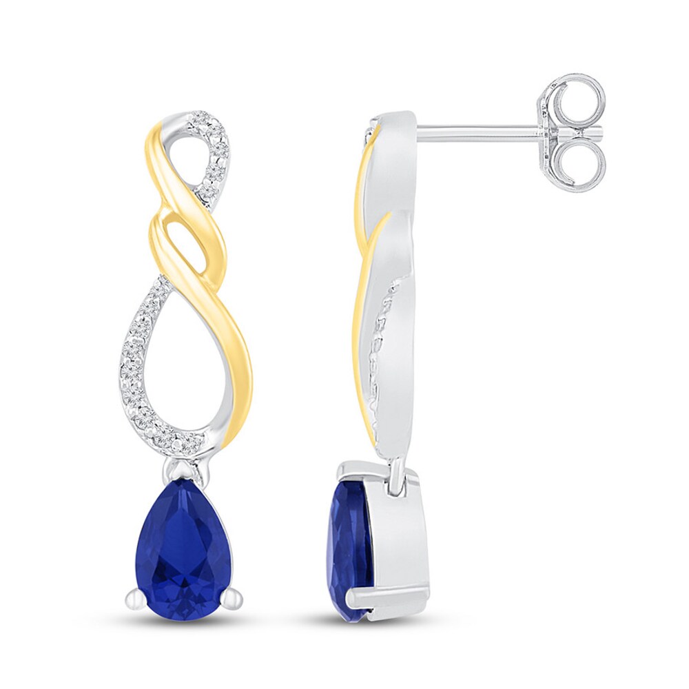 Lab-Created Sapphire Infinity Earrings Sterling Silver/10K Gold V0ruJD4a Lab-Created Sapphire Infinity Earrings Sterling Silver/10K Gold V0ruJD4a