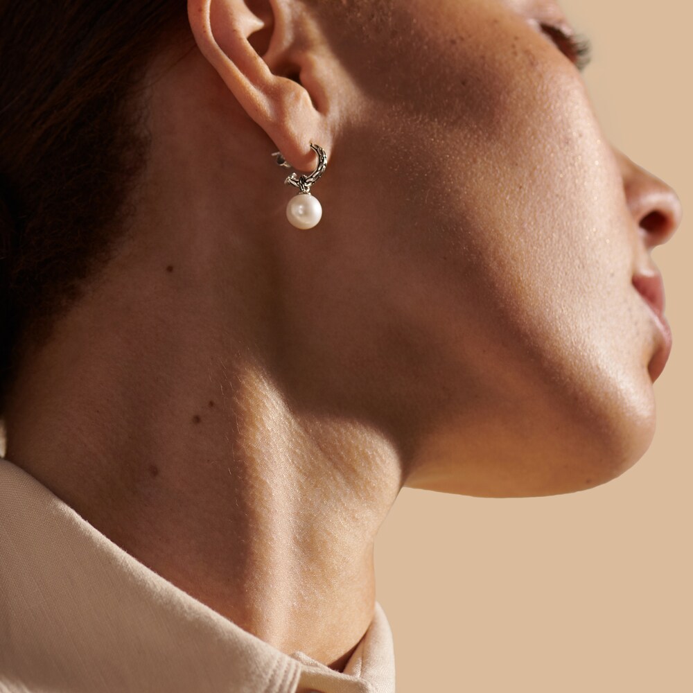 John Hardy Classic Chain Drop Earrings Cultured Pearl Sterling Silver V1zqYFLZ