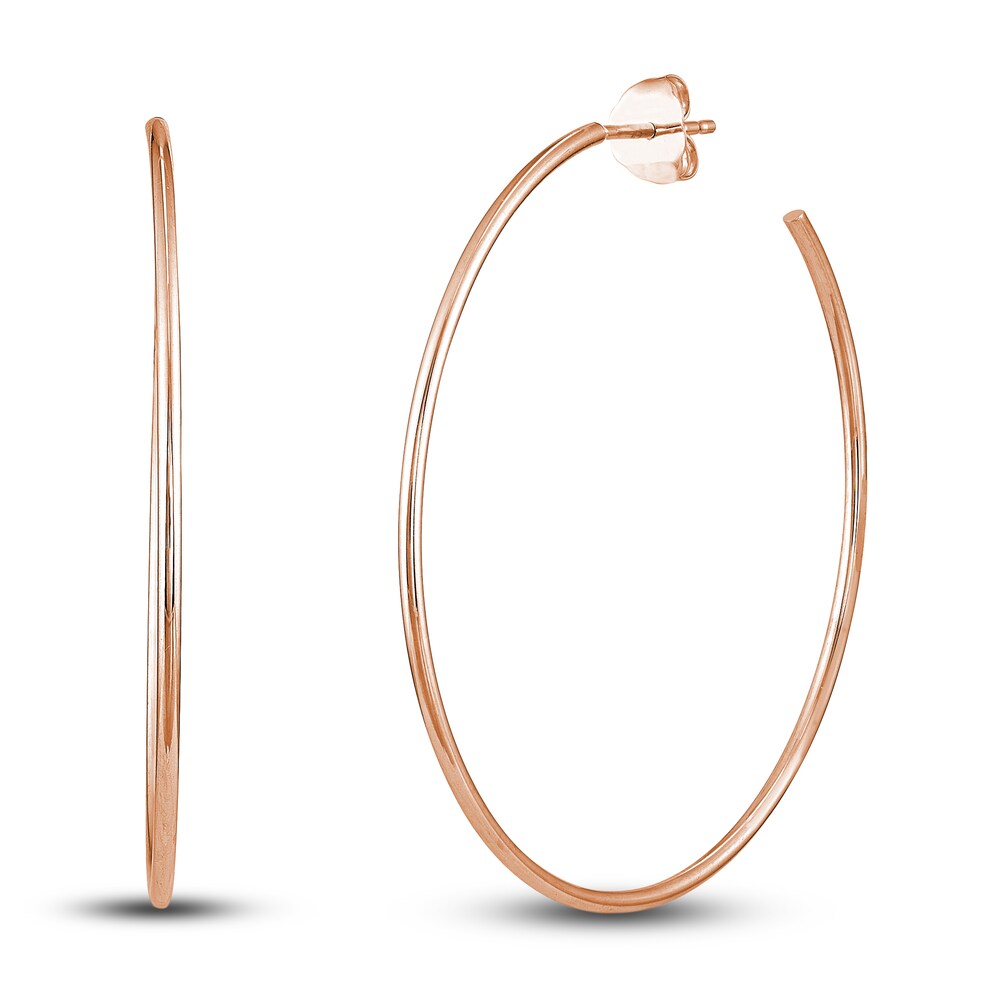 Round Wire Hoop Earrings 14K Rose Gold 40mm V5KFRLEz Round Wire Hoop Earrings 14K Rose Gold 40mm V5KFRLEz