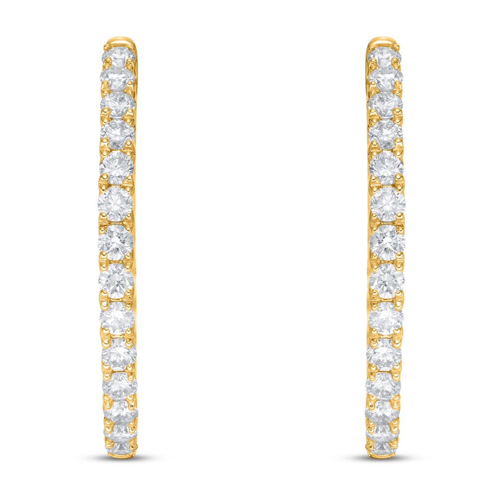 Lab-Created Diamond Hoop Earrings 1-1/2 ct tw Round 14K Yellow Gold VCNgXJbZ Lab-Created Diamond Hoop Earrings 1-1/2 ct tw Round 14K Yellow Gold VCNgXJbZ