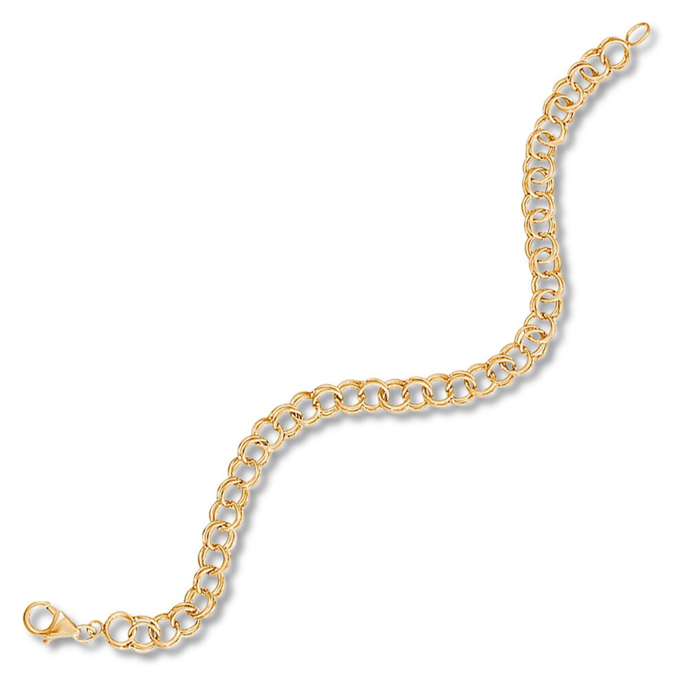 Double Link Bracelet 14K Yellow Gold 7\" Length VH5R9iJl Double Link Bracelet 14K Yellow Gold 7\" Length VH5R9iJl